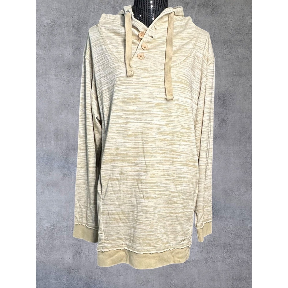 Cabela's Hoodie Womens XL Regular Tan Space Dye Henley Pullover L77SH234